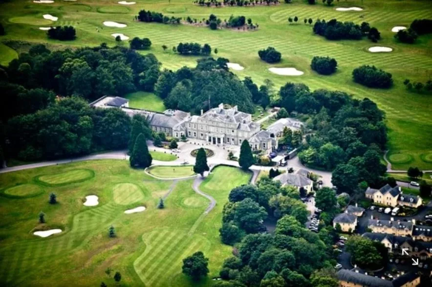 Aerial view of Faithlegg House Hotel and the parkland golf course